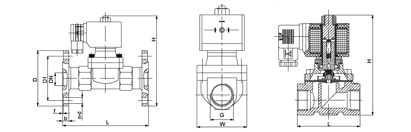 OSA52（A）系列零压启动电磁阀外形尺寸图