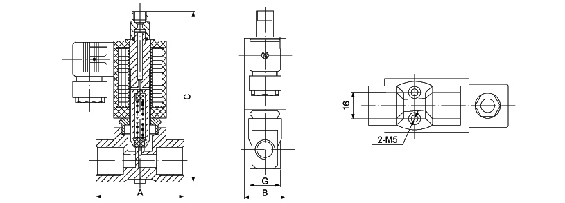 OSA63A-23系列精巧型二位三通电磁阀外形尺寸规格参数